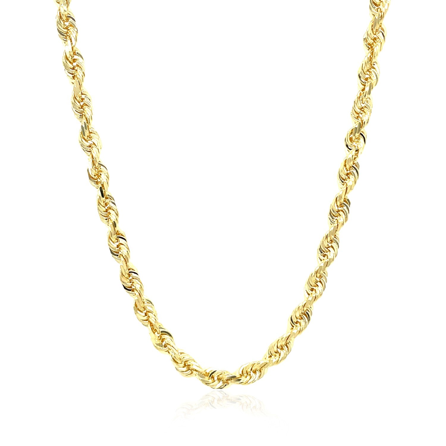 10k Yellow Gold Solid Diamond Cut Rope Chain (4.00 mm) in a sleek high-contrast midnight luxury editorial style
